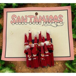 Vintage Santamigos Santa Claus Christmas Brooch Pin Amigos Holiday Jewelry